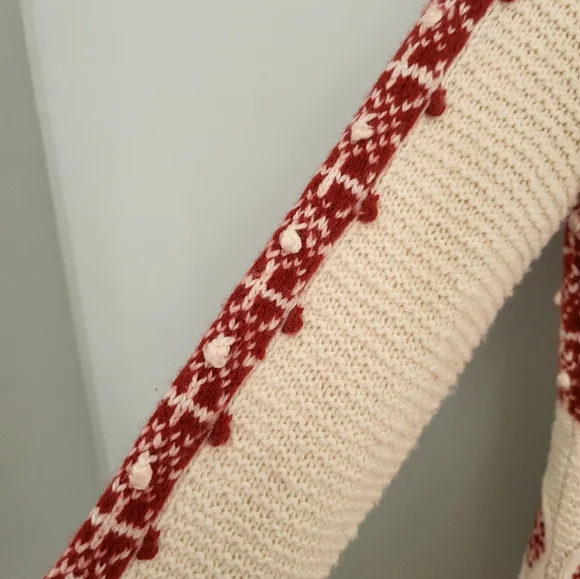 Anthropologie Sparrow Lantern Mile Sweater Long Cardigan Patteren Rare Red Small - Picture 9 of 13